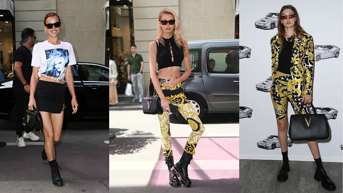 秋冬吹起「V」風潮！看超模吉吉哈蒂德、伊莉娜沙伊克如何駕馭Versace Virtus 秋冬包款，好看到M編想全包