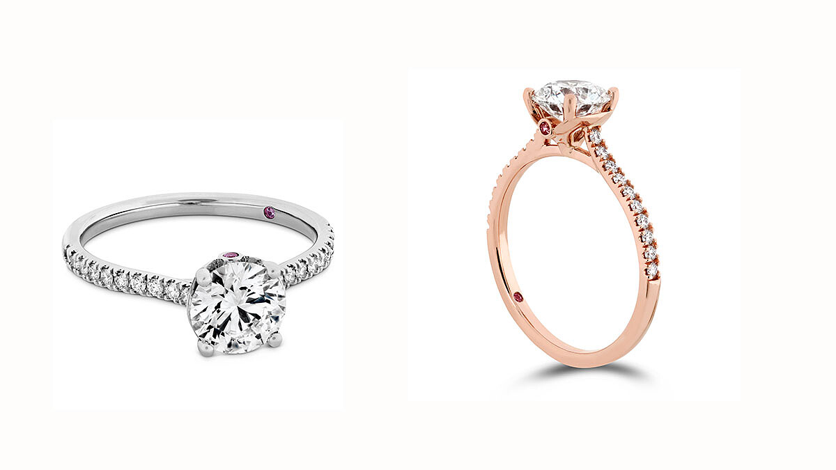 SLOANE SILHOUETTE戒指 白K金/玫瑰金全鑽款式 鑽石、粉紅剛玉、主鑽0.30ct起