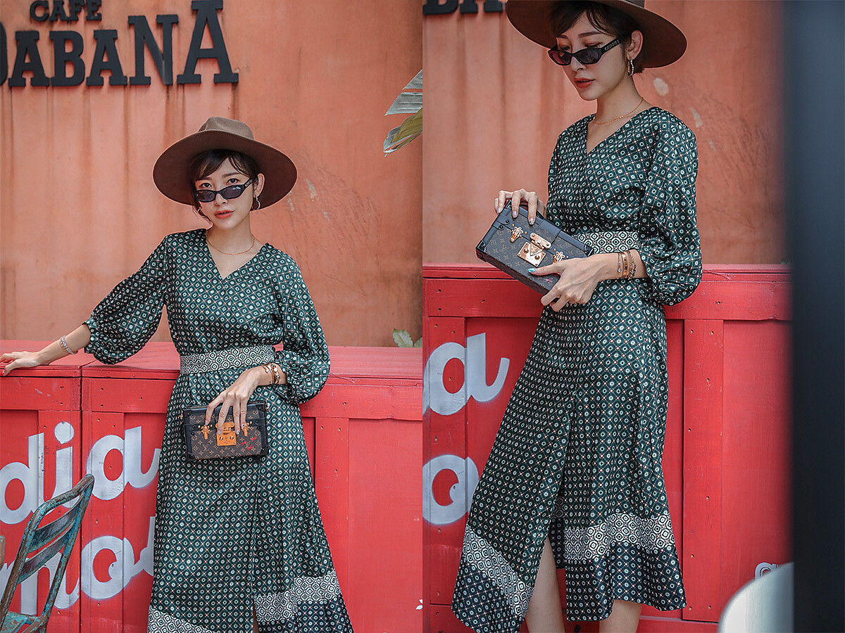 鏤空絲巾印花洋裝 $18,600