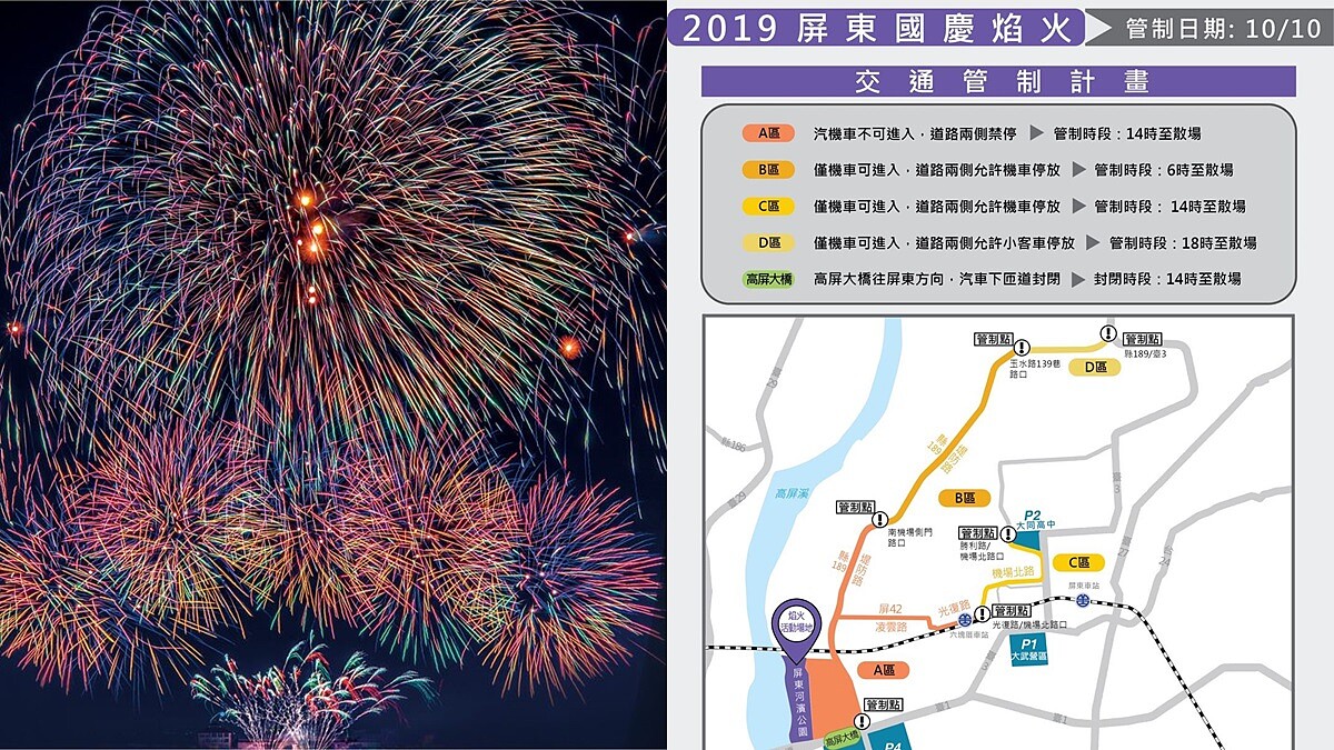 「史上最長」國慶煙火在屏東!2019國慶煙火長達42分鐘,交通接駁&管制懶人包一篇全看懂