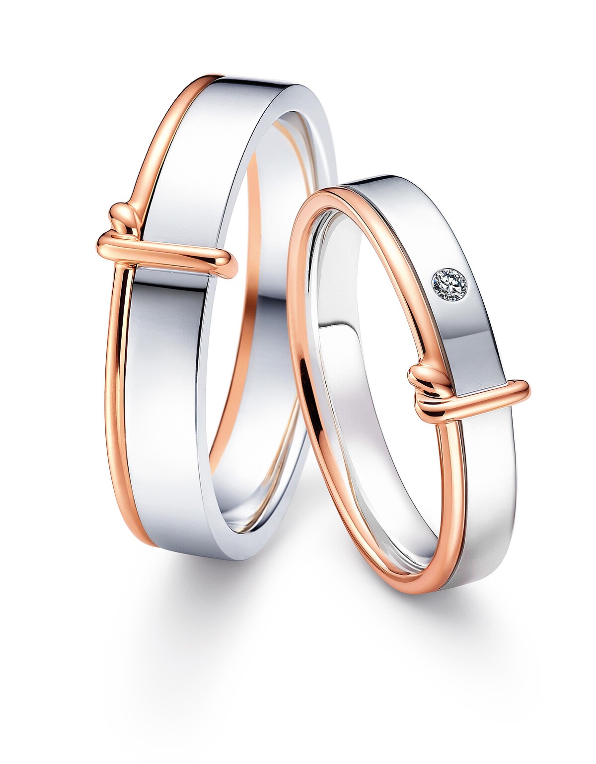 Promessa 18K 白金玫瑰金雙色「同心結」對戒 (設計專利申請號108305340 & 108305341)