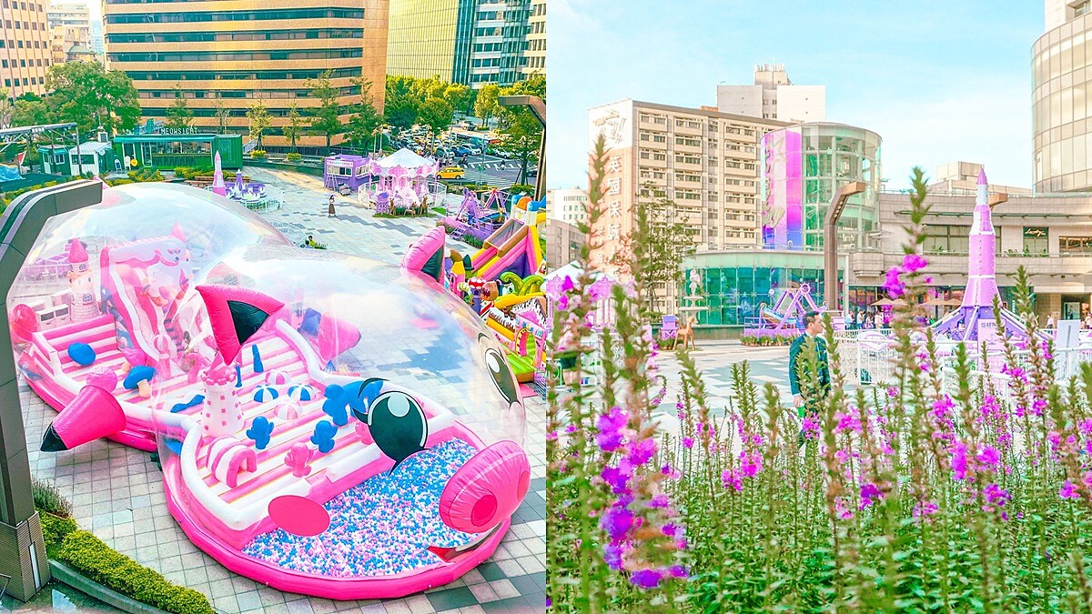 統一時代百貨有座「薰衣草森林樂園」！7公尺高粉紅豬、夢幻旋轉木馬、紫色花海，網美手刀打卡去~