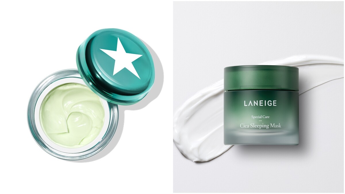 （推薦產品由左至右）1.Glamglow 萬能輕質乳霜，NT2,000。2.Laneige 睡美人肌極修護水凝膜─深層保濕舒緩，NT1,100。