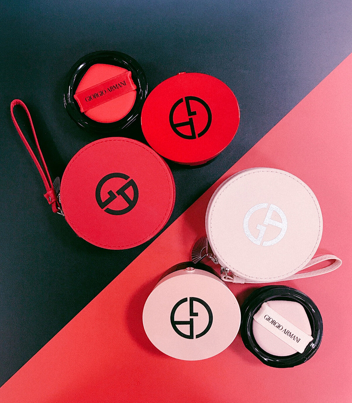 內含：亞曼尼訂製精華氣墊粉餅(盒+蕊) 乙個 +亞曼尼訂製精華氣墊粉餅 補充蕊 乙個 +限量亞曼尼迷你訂製小圓包 乙個