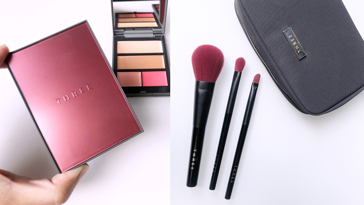 THREE 10週年「酒紅色彩妝」美到炸裂！超萬用8色彩盤再配上酒紅色刷具，真的美出新高度