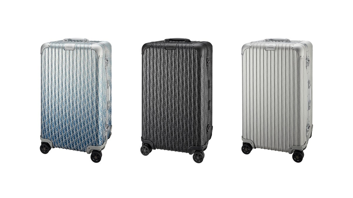 DIOR and RIMOWA聯名系列漸層藍行李箱,NT152,100 / DIOR and RIMOWA聯名系列黑色行李箱,NT139,500 / DIOR and RIMOWA聯名系列銀色行李箱,NT139,500