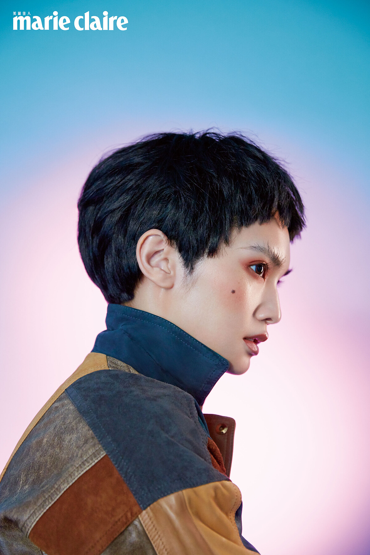 皮革拼接外套,Louis Vuitton。