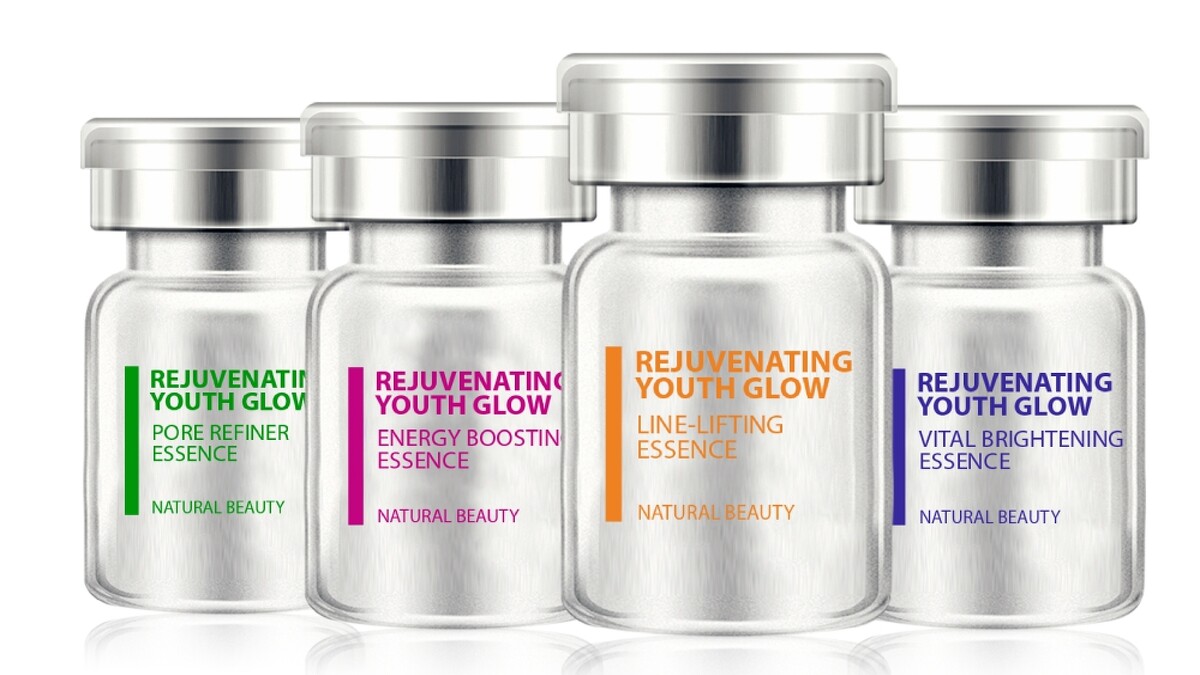 課程中使用到東森自然美獨家研發的抗老、嫩白、控油、舒敏四種客製化精華液。