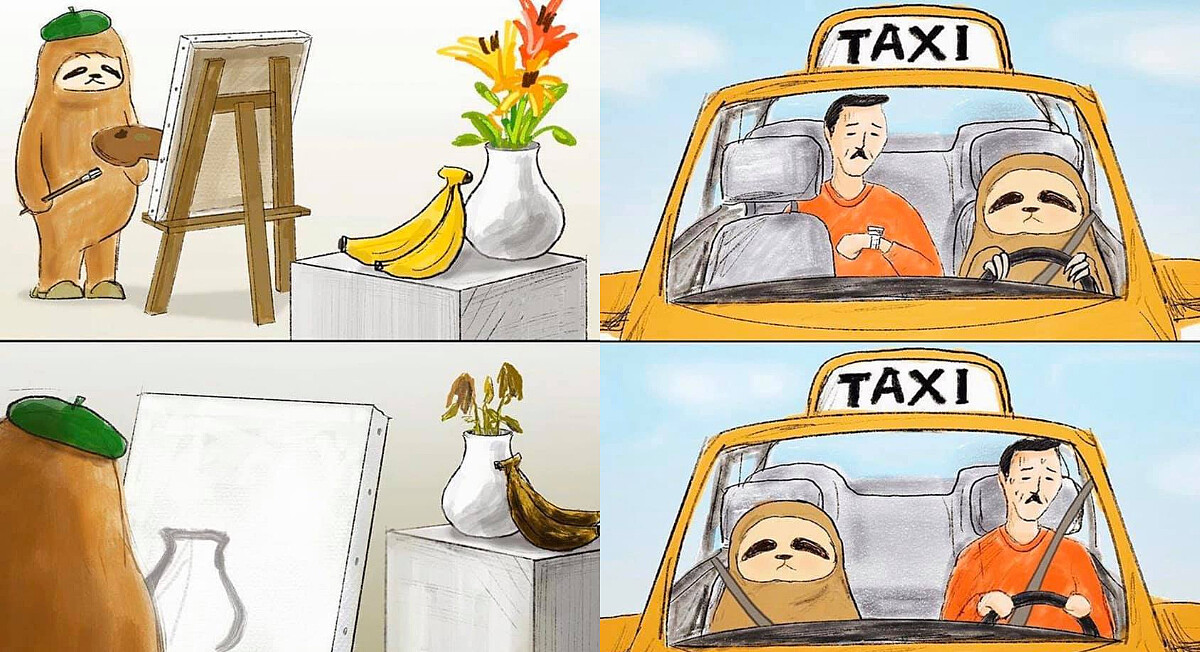  樹懶大哥..真的..不能..快點..嗎？「厭世鱷魚先生」日本插畫家keigo新作，樹懶先生的「超慢速」日常！