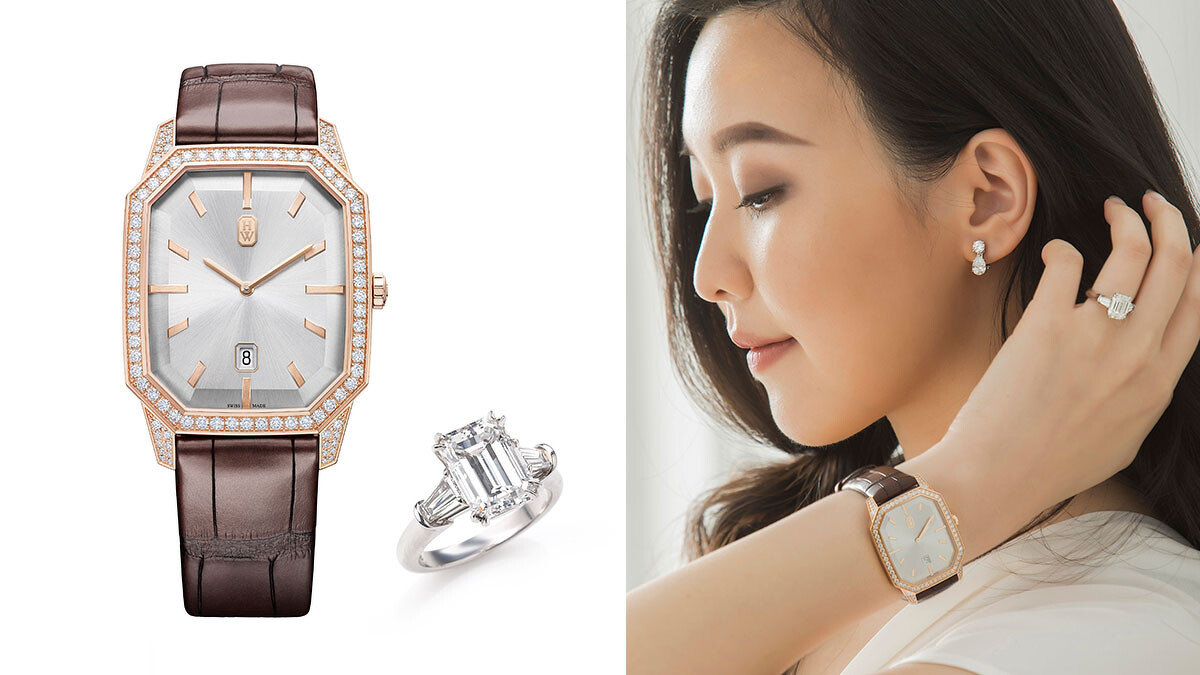 海瑞溫斯頓經典風格鑽石耳環、經典溫斯頓祖母綠形切工鑽石戒指、海瑞溫斯頓 Traffic系列鑽石戒指、海瑞溫斯頓Links鑽石手鍊、海瑞溫斯頓印記 Emerald 系列 33毫米石英腕錶 18K玫瑰金鑲鑽