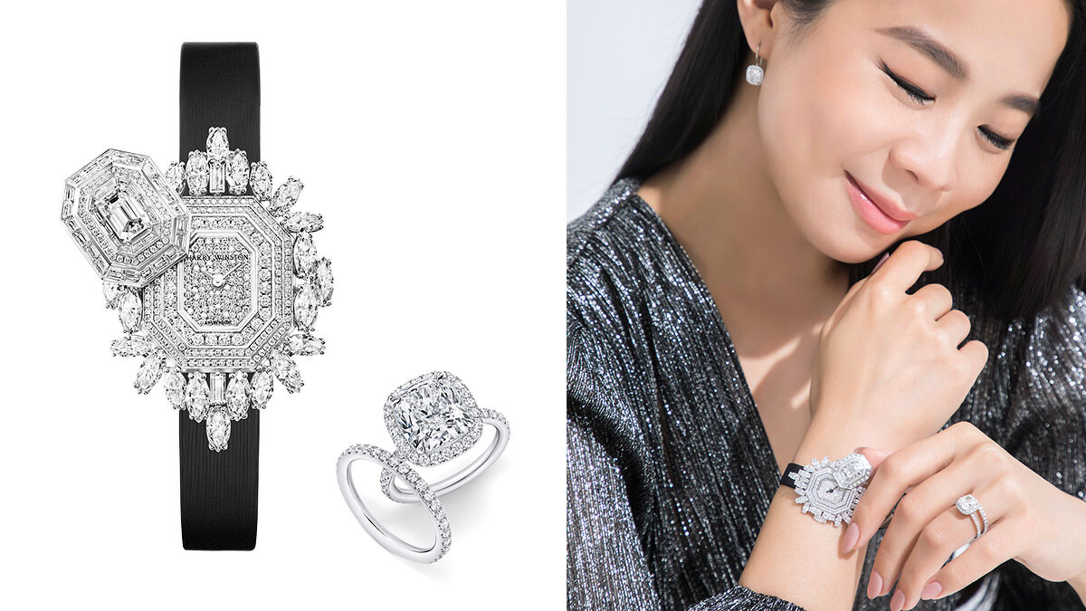 海瑞溫斯頓 The One系列 枕形切工鑽石戒指、海瑞溫斯頓 鑽石線戒、海瑞溫斯頓枕型切工極細微密釘鑲嵌鑽石耳環、海瑞溫斯頓Ultimate Emerald Signature珠寶時計