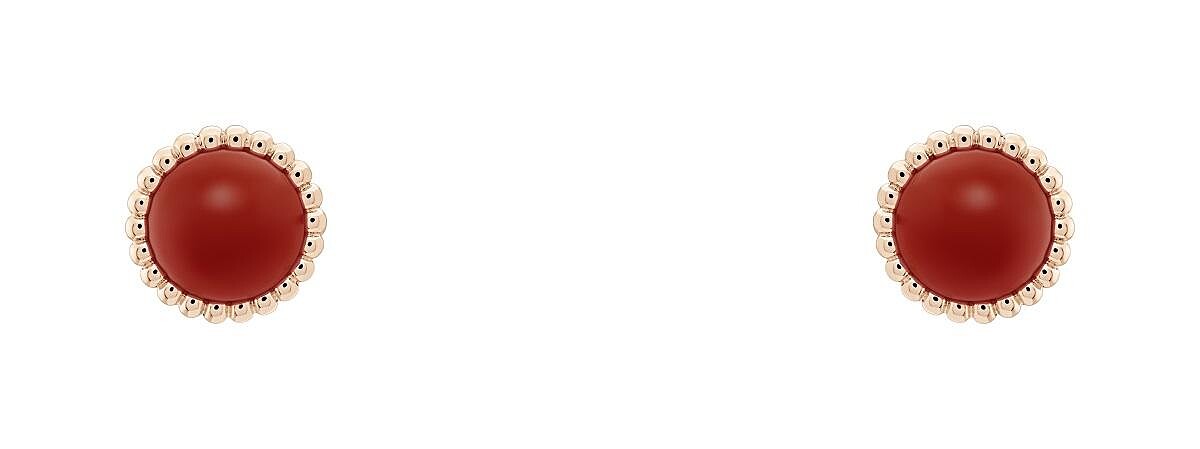 Perl&eacute;e couleurs玫瑰金紅玉髓耳環，約NT83,500。