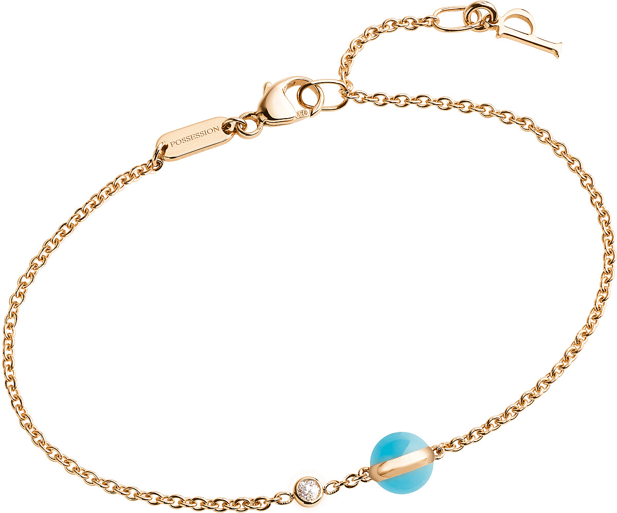 18K玫瑰金鑲嵌單顆美鑽及孔雀石手鍊NT39,000