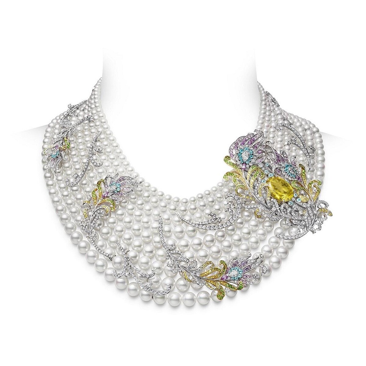 MIKIMOTO 頂級珠寶系列-令和 Reiwa 鳳凰羽毛造型項鍊,參考價格NT14,800,000