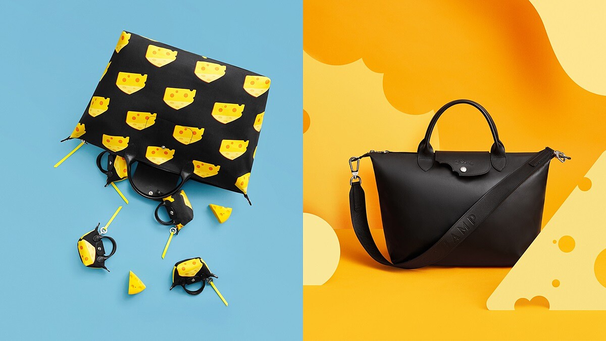 香濃起司佈滿手袋！Longchamp打造鼠年限定系列，皮革翻蓋還被偷咬一口太俏皮