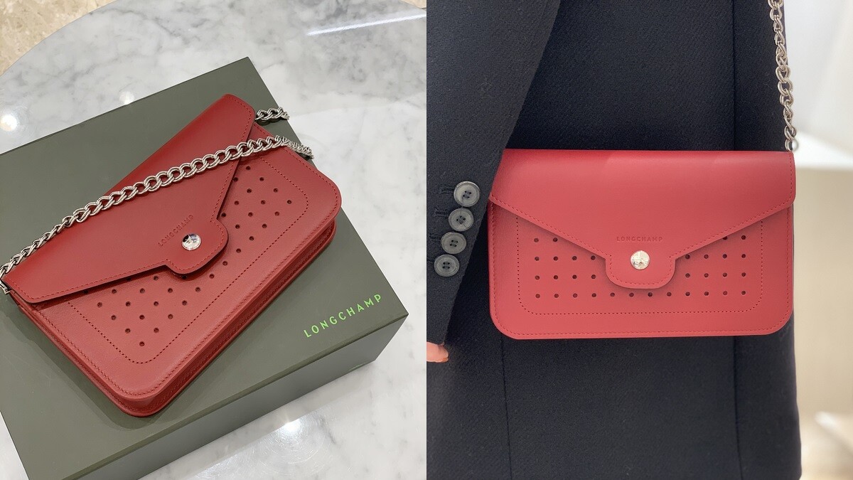 LONGCHAMP 焰紅色長鍊皮夾，NT19,200