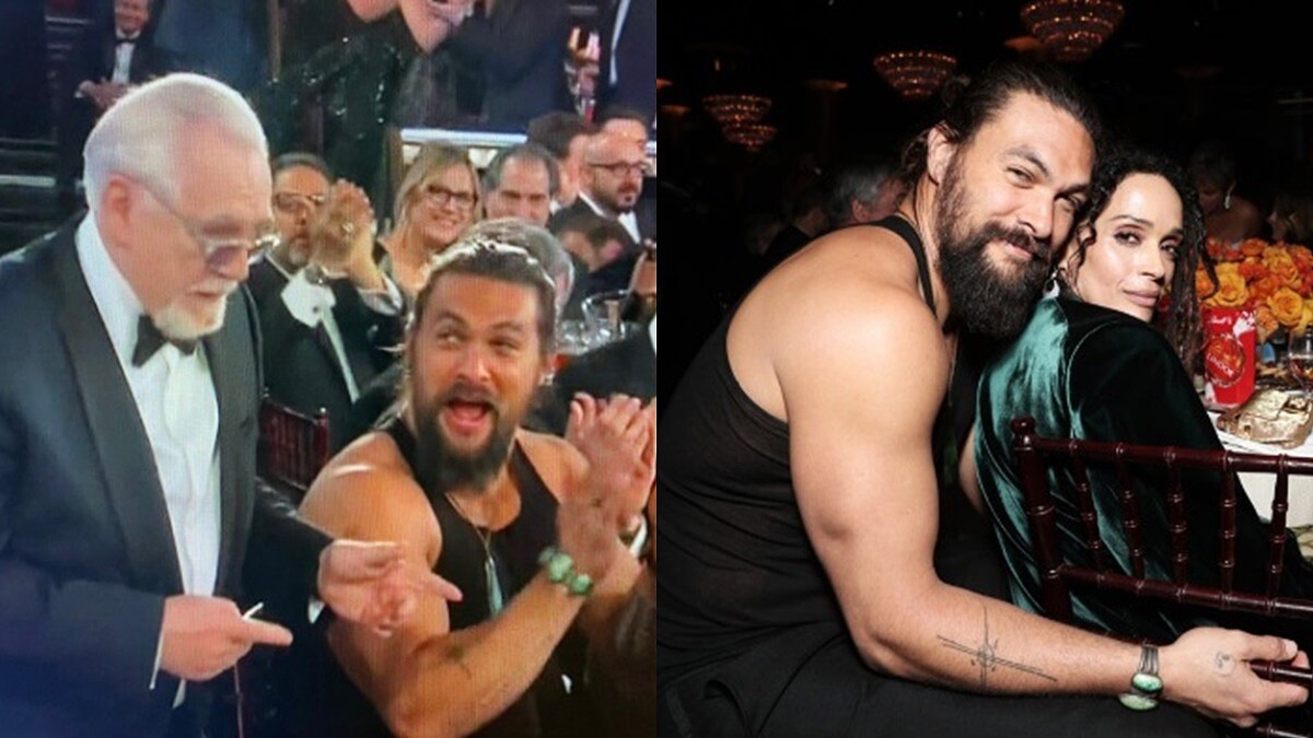 2020金球獎最養眼瞬間！「水行俠」傑森摩莫亞脫外套大秀性感手臂，原來都是為了愛妻