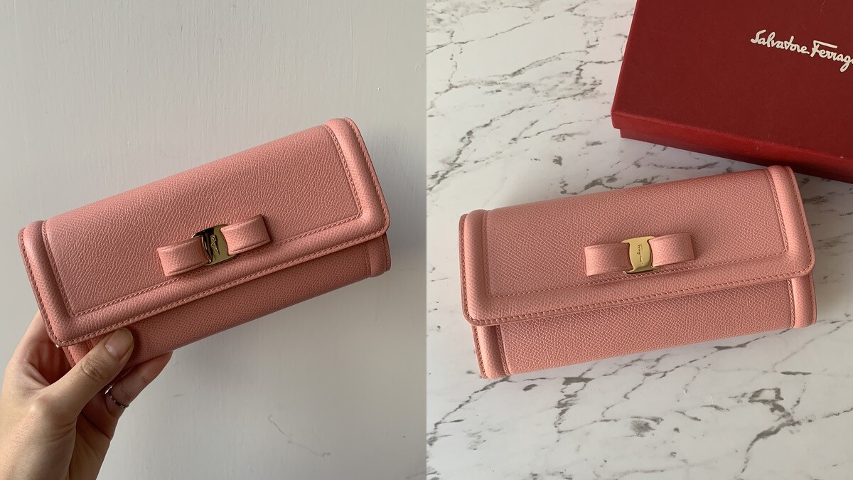 Salvatore Ferragamo粉色牛皮長夾，NT20,900