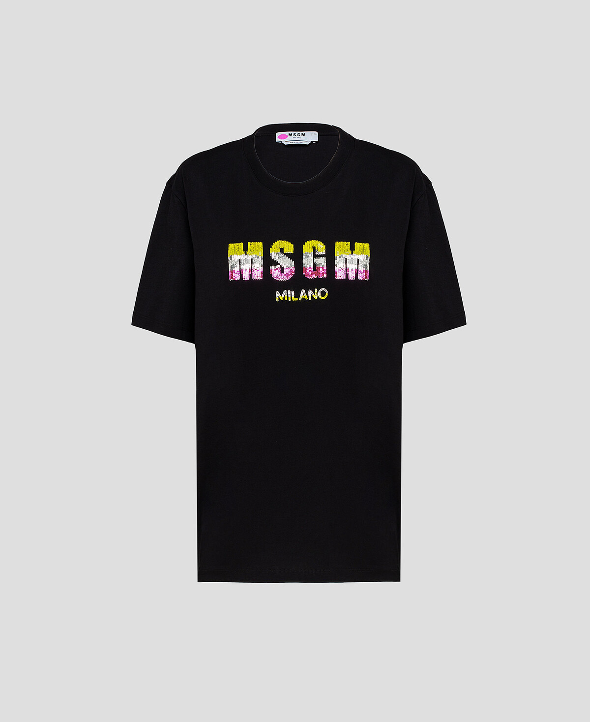 MSGM亮片LOGO黑色短袖上衣（NT$11,800）。