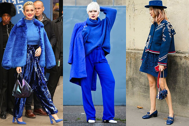 雖然都是藍色,不同材質的藍搭配起來也可以很有層次(圖片來源:Pinterest)