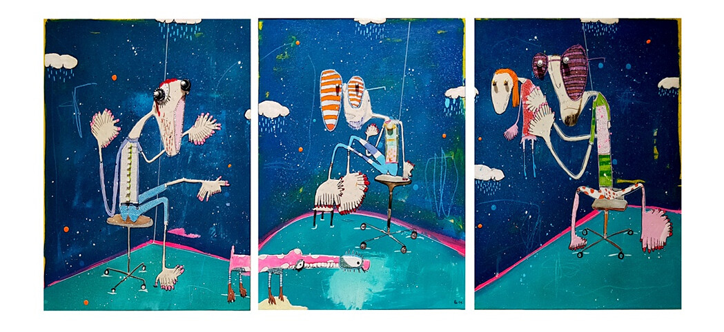 拉法．馬卡龍Rafa Macarron TripticoMixed Media53x43cm2019