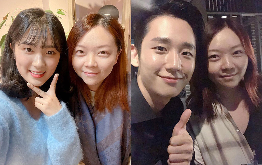 與演員金惠奫&丁海寅工作時的合影