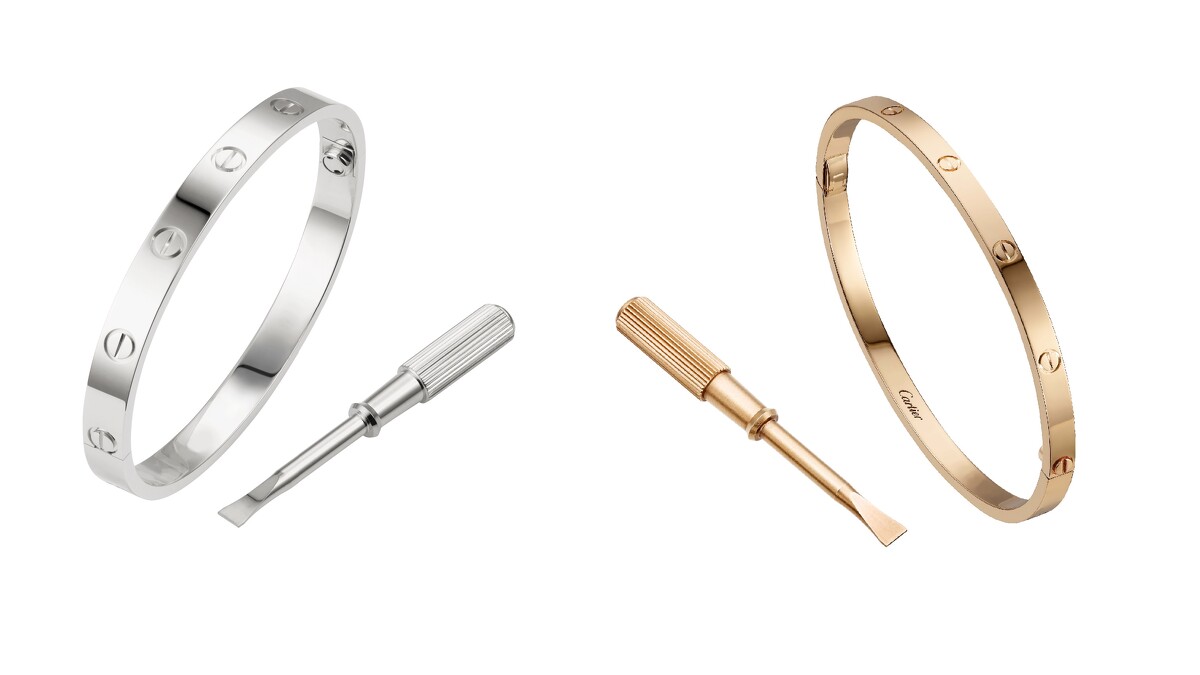 LOVE系列白K金手環，另有玫瑰K金、黃K金可選擇；LOVE系列玫瑰K金手環(窄版)，另有白K金、黃K金可選擇。