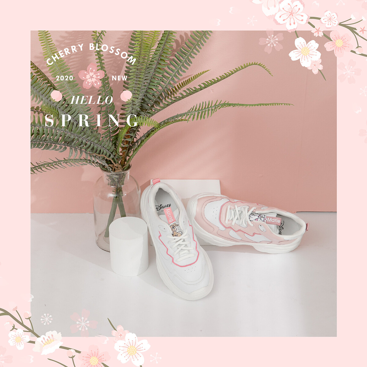 迪士尼櫻花粉嫩角色老爹鞋（NT$1,880）