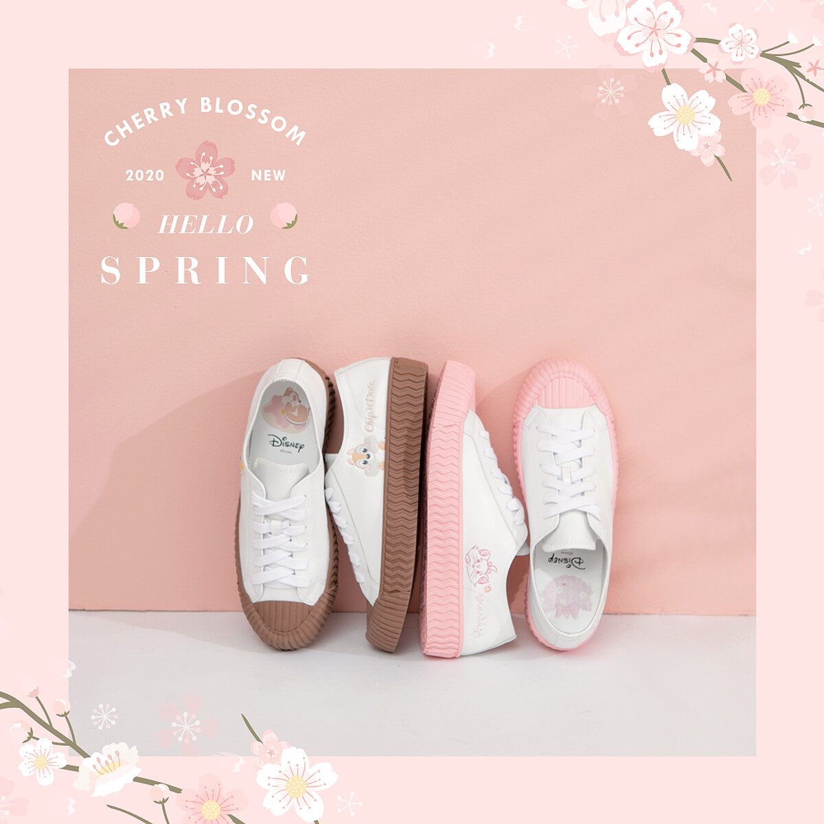 迪士尼櫻花不對稱真皮餅乾鞋2色（NT$1,780）