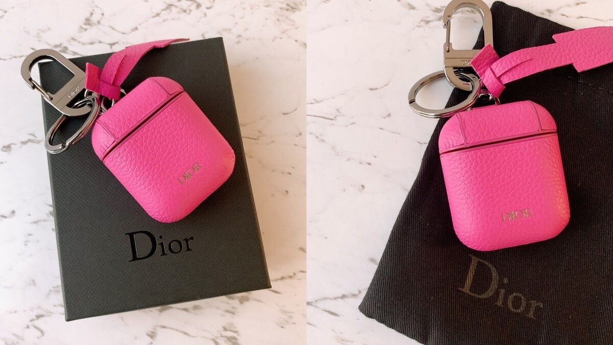 Dior 粉色粒紋小牛皮 Airpods Case，NT13,000