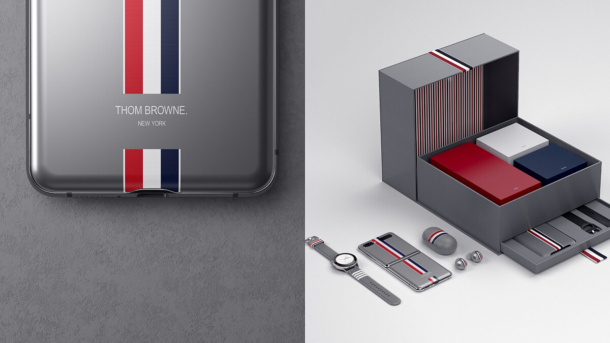 三星Samsung X Thom Browne限量聯名折疊手機Galaxy Z Flip！經典灰機身配色，連女孩都被帥到了