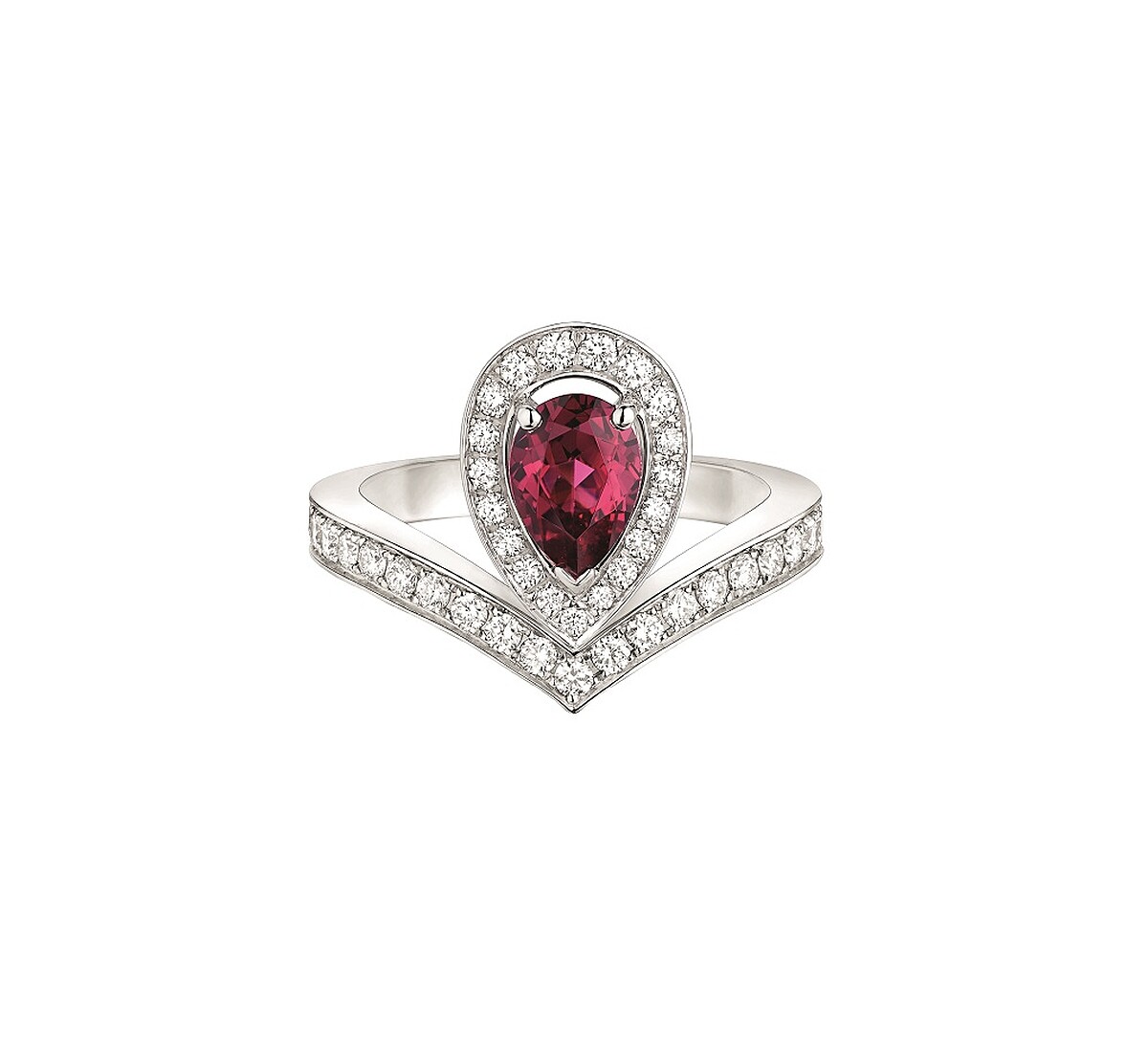  Jos&eacute;phine Aigrette 18K白金玫瑰榴石戒指