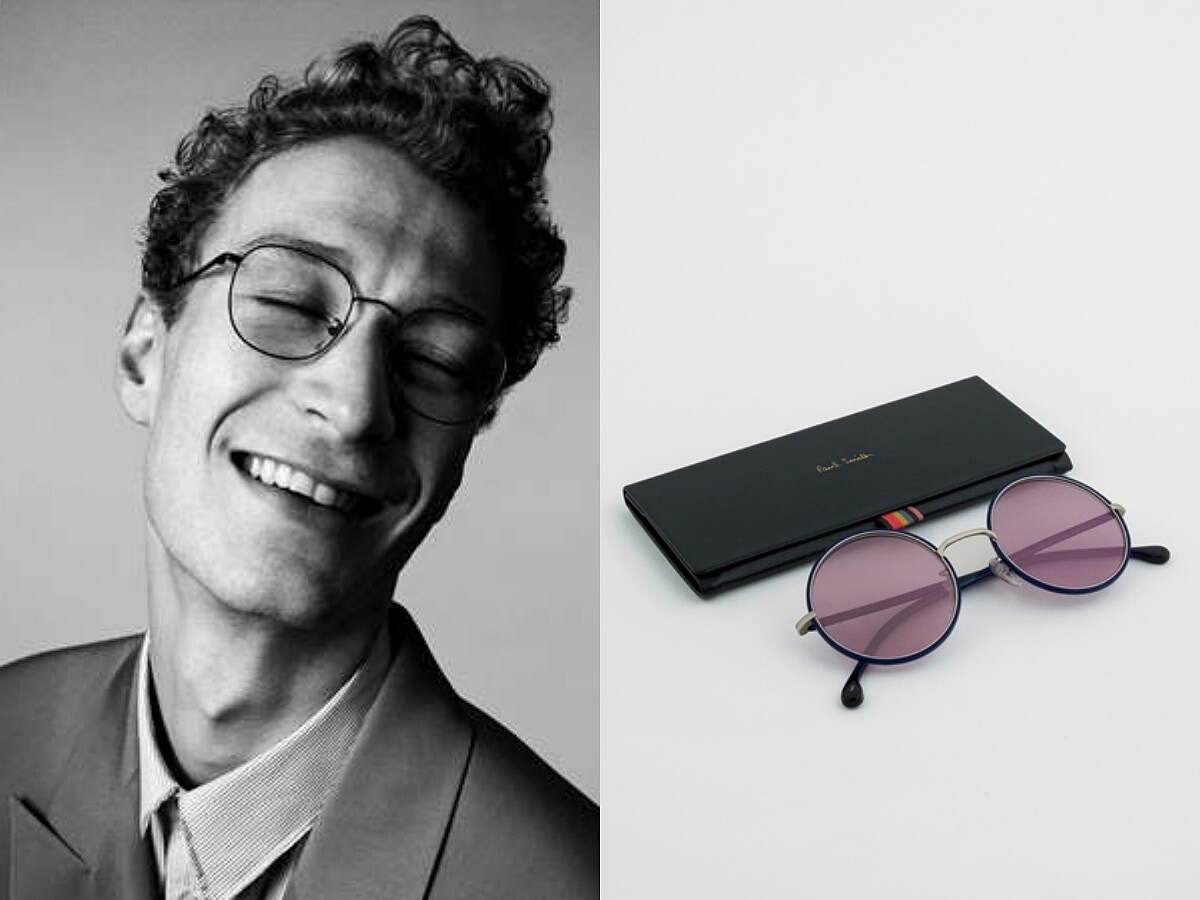 （右）ALFORD藍框墨鏡（NT$14,800）