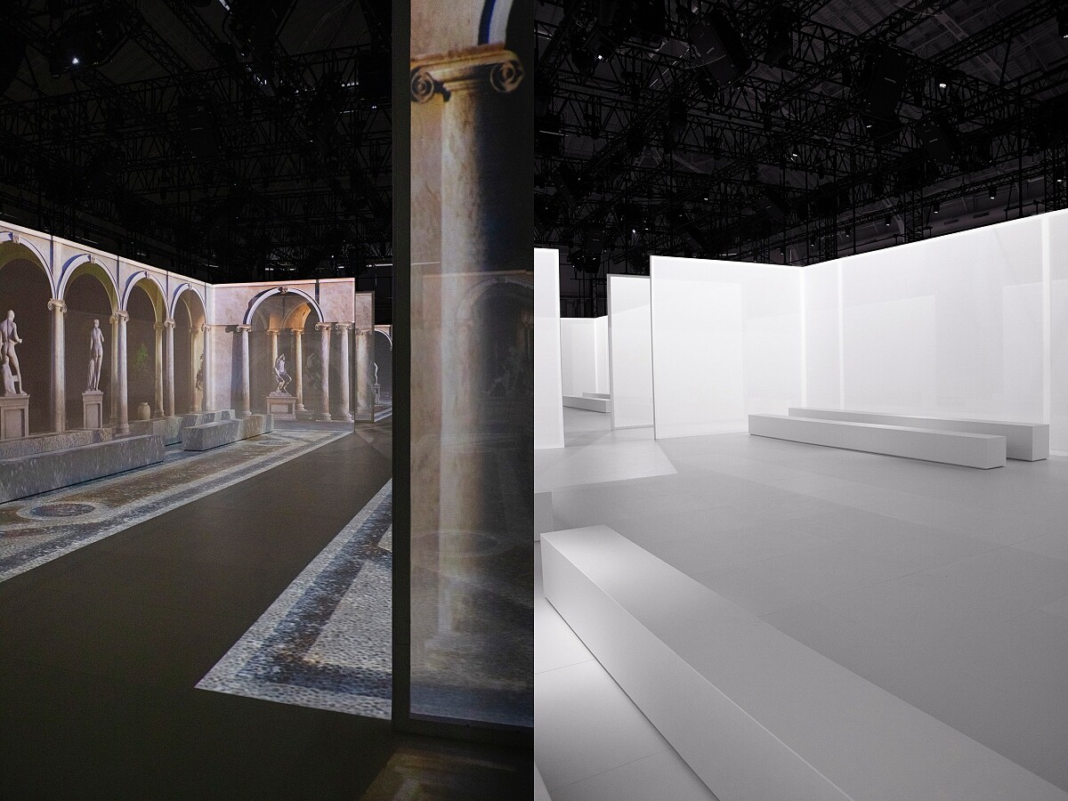 秀場是採用投影方式呈現古典雕塑公園的模樣