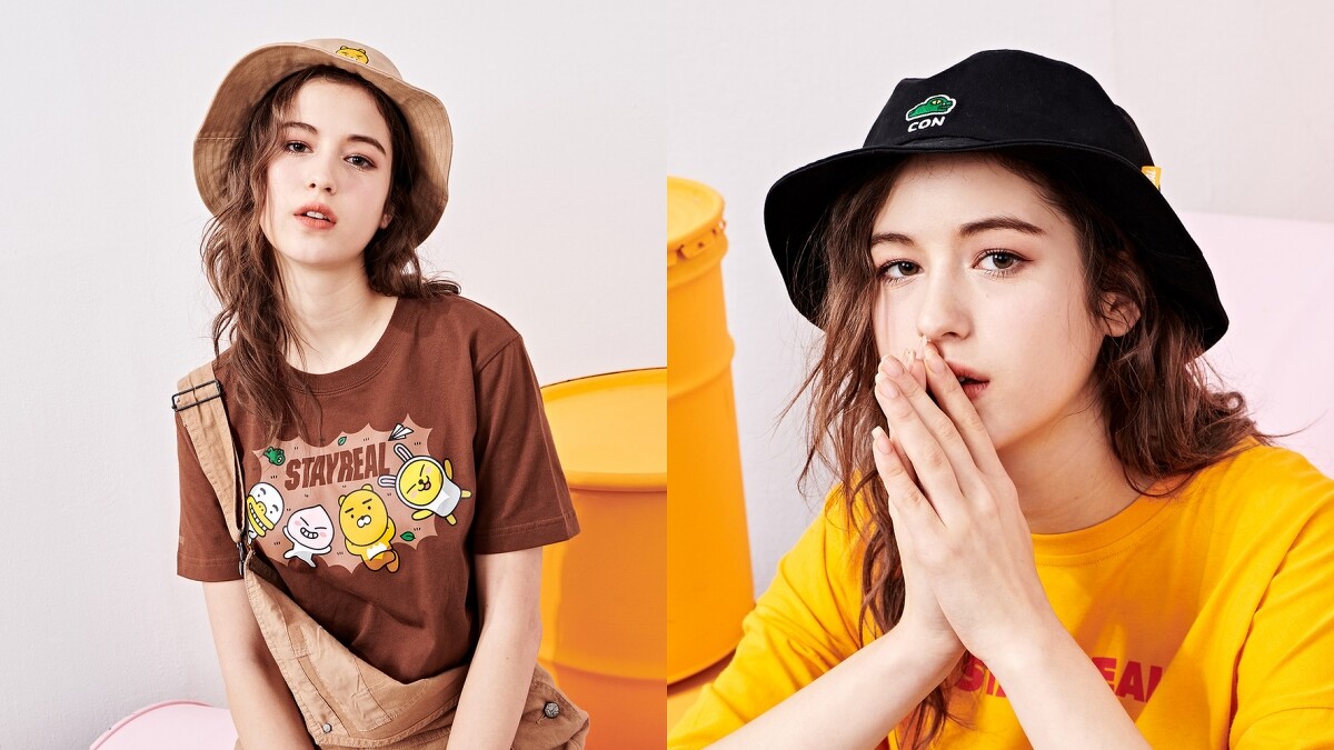 咖啡色T-Shirt(NT$1,280)、漁夫帽3/20開賣(NT$1,280)