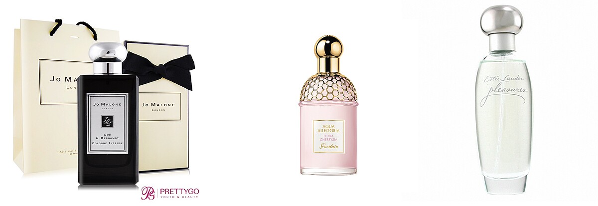多款Jo Malone 香水，50ml、100ml、Guerlain 花草水語 漫天粉櫻淡香水、雅詩蘭黛 歡沁香水，100ml。超人氣熱門香水，香水控輕鬆聰明購。