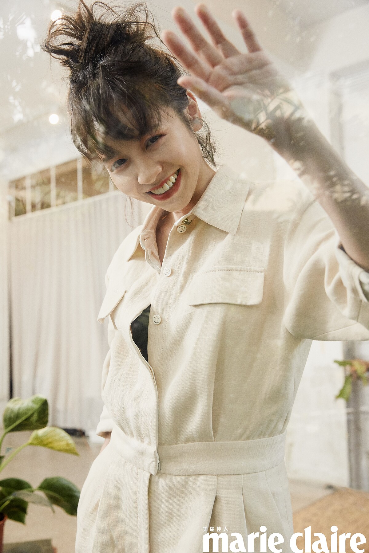 淺駝色連身褲,Sandro。