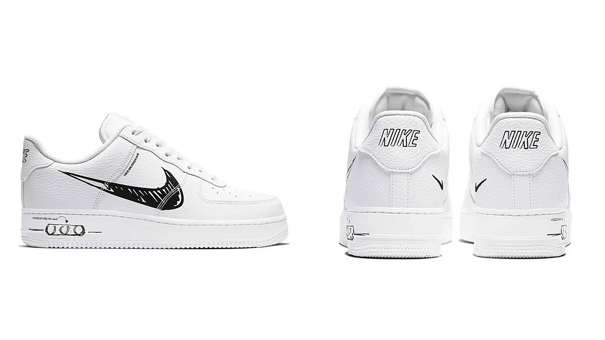 經典Swoosh Logo換上手繪風格！Nike發表全新黑、白Air Force 1手繪限定版