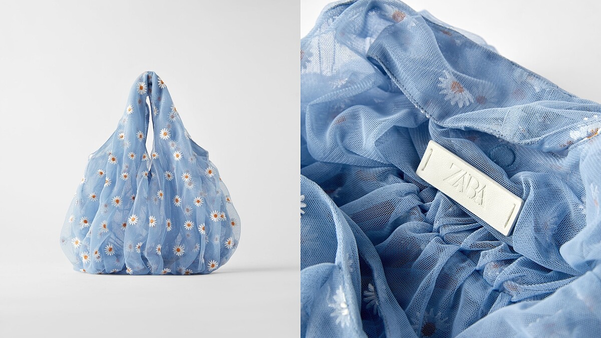 刺繡網紗水桶包（NT$990）