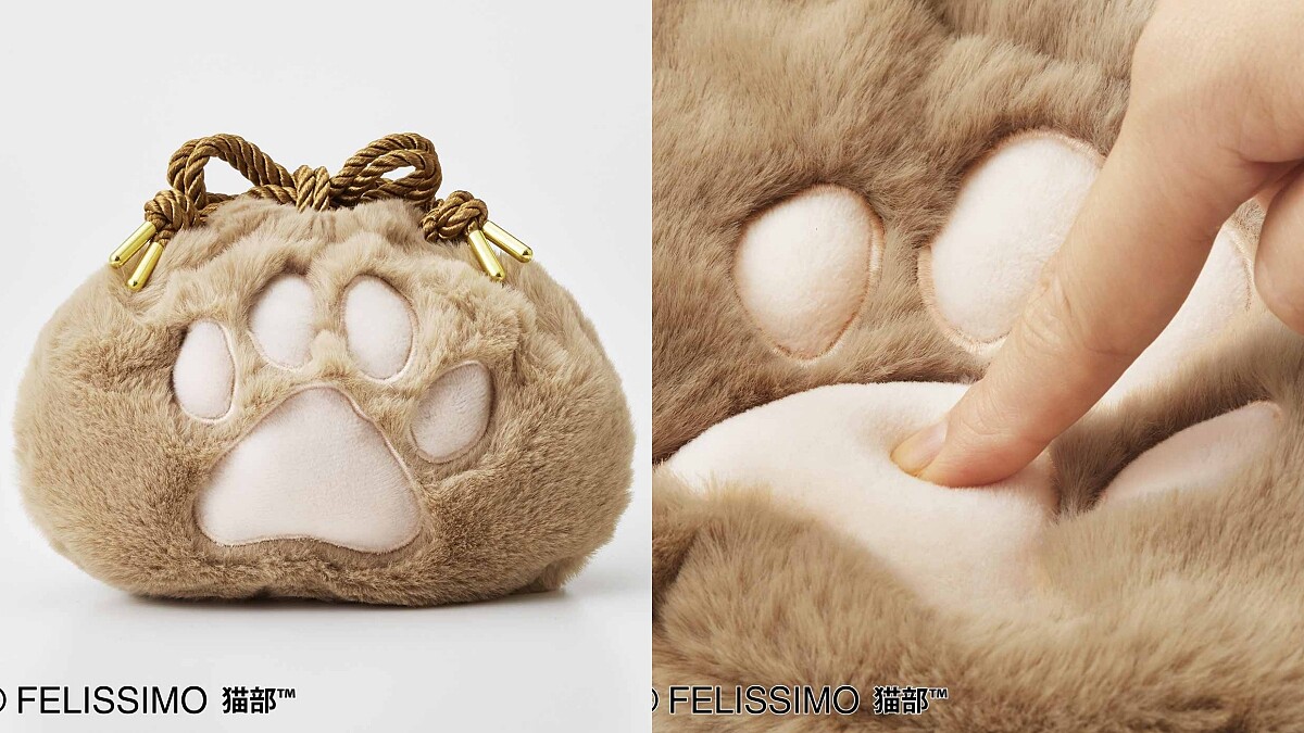 貓奴失心瘋！毛絨絨「貓咪肉球束口袋」療癒滿分，一綁緊會看到粉嫩肉球