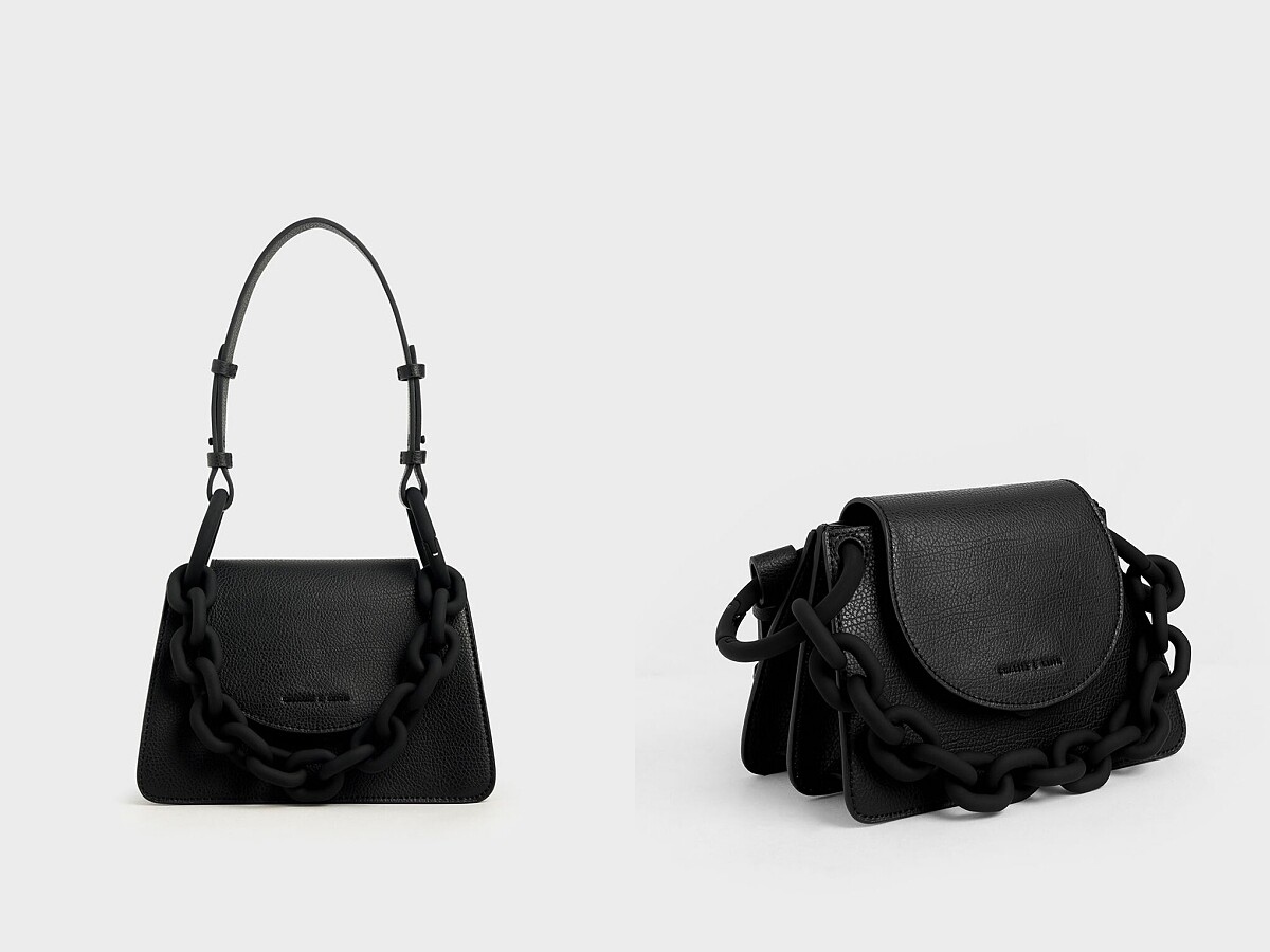 黑色粗鍊小型肩背包（NT$2,790）