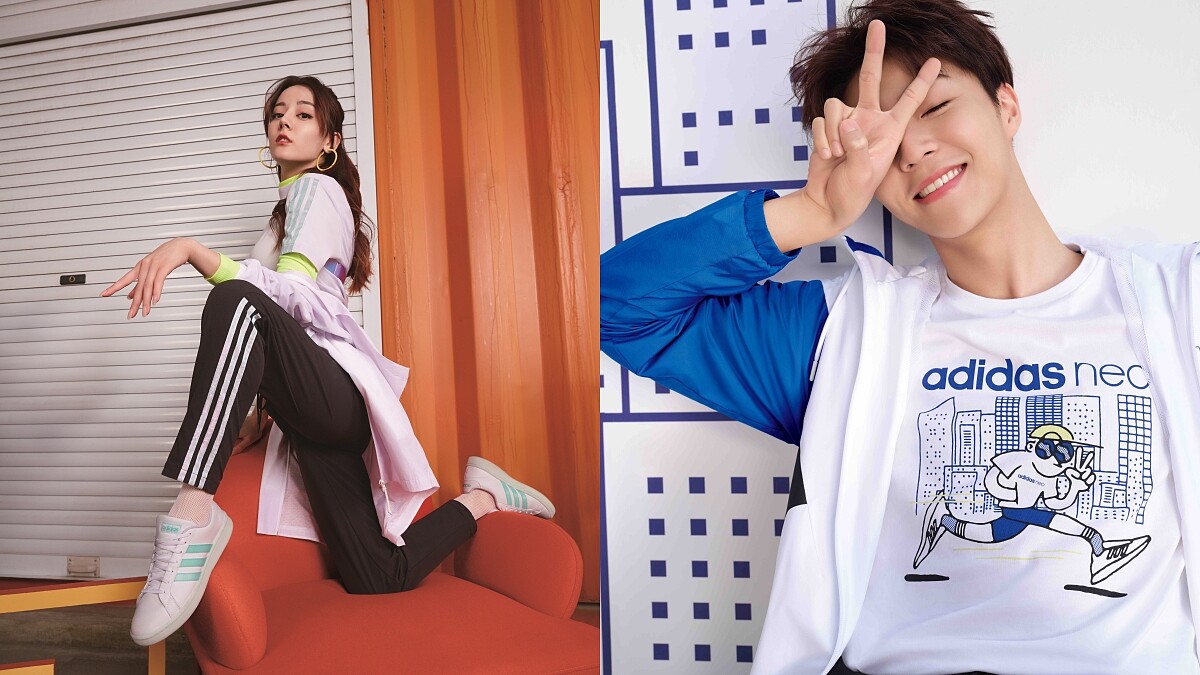 adidas NEO全新大片釋出！迪麗熱巴「不科學姿勢」炫薄荷綠小白鞋、陳立農閉眼微笑直接讓少女醉了