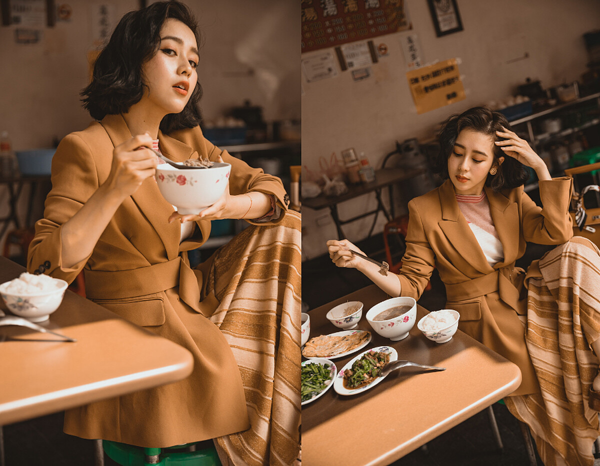 雲雀色西裝外套 $21,300、色塊拼接針織衫 $12,900、針織打褶裙 $15,300