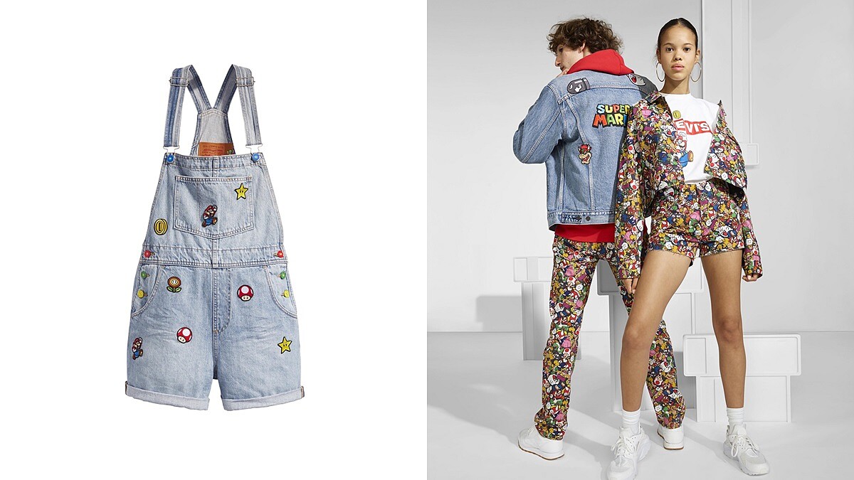 把超級瑪利歐穿上身！LEVI’S再推Super Mario聯名系列，這件布章吊帶短褲絕對要入手