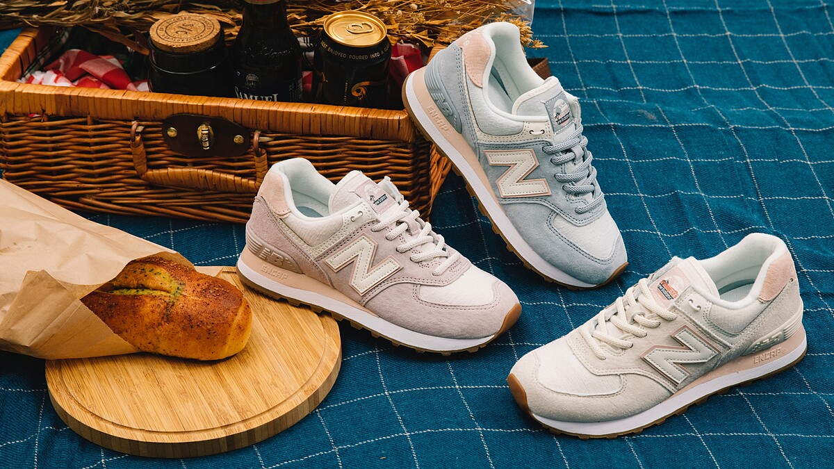 New Balance春日574超粉嫩！乾燥玫瑰色、薄荷綠通通想要，鞋舌還有棕櫚樹插圖