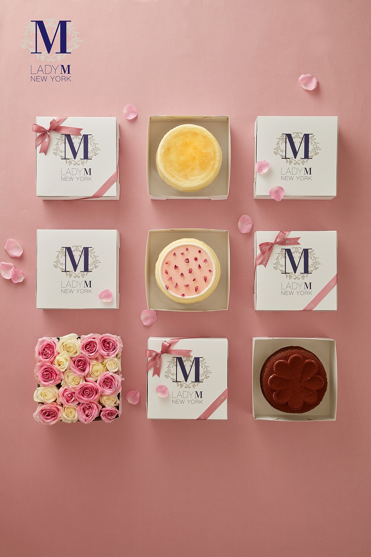 經典原味千層蛋糕(六吋1,600元)、玫瑰千層蛋糕(六吋1,800元)以及提拉米蘇千層蛋糕(六吋1,800元)三種口味