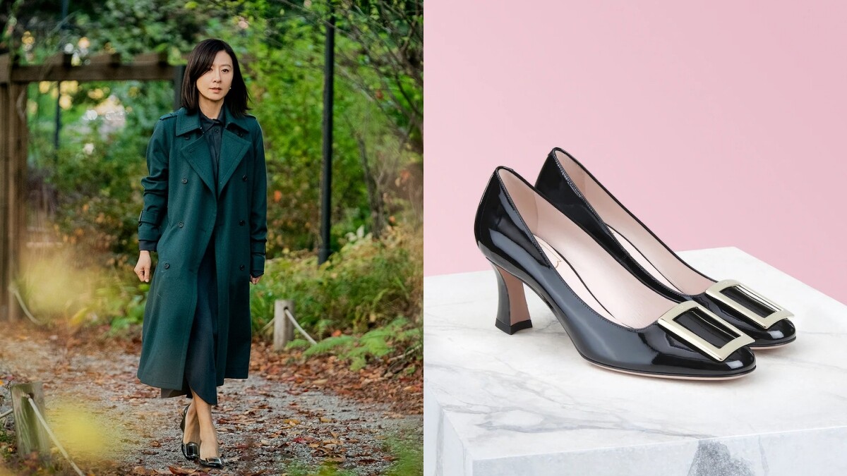 Roger Vivier Très Vivier漆亮皮方釦跟鞋(NT$32,800)