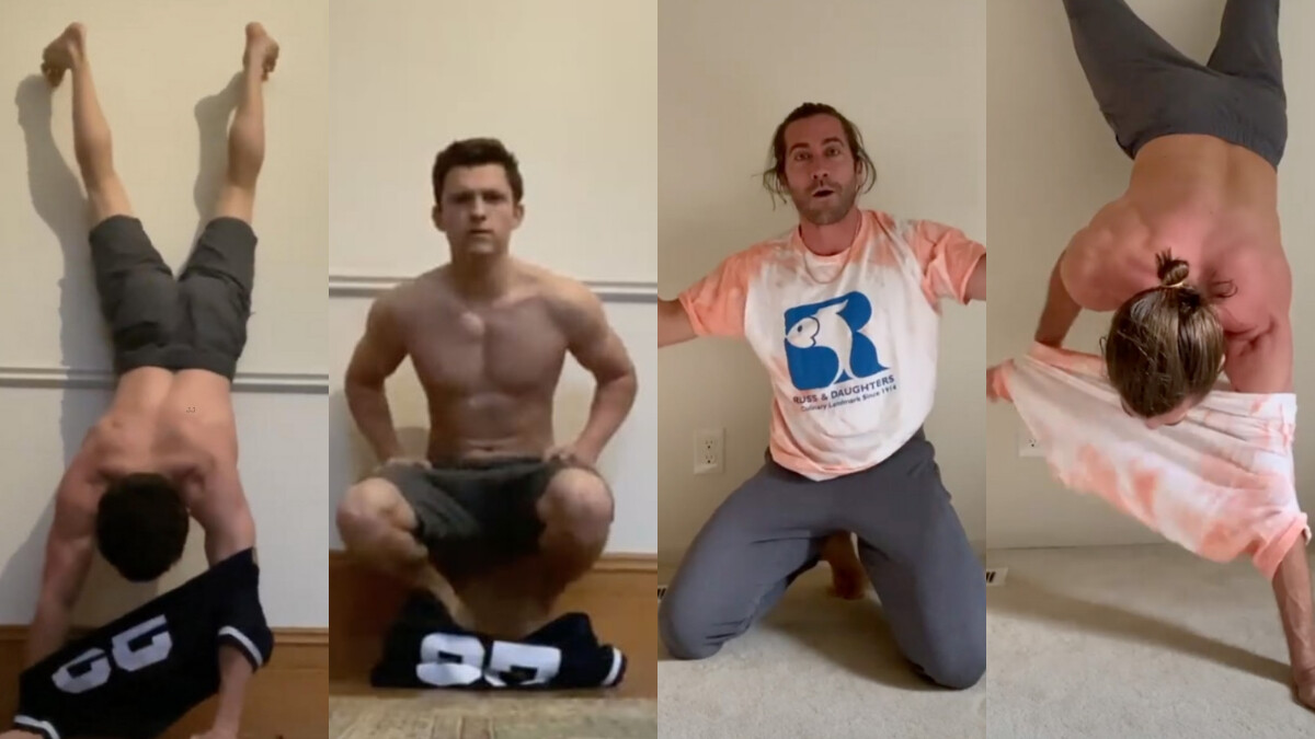 湯姆霍蘭德防疫在家「倒立穿衣」挑戰太性感！半裸秀身材還大喘氣，傑克葛倫霍力拼被讚體力超好