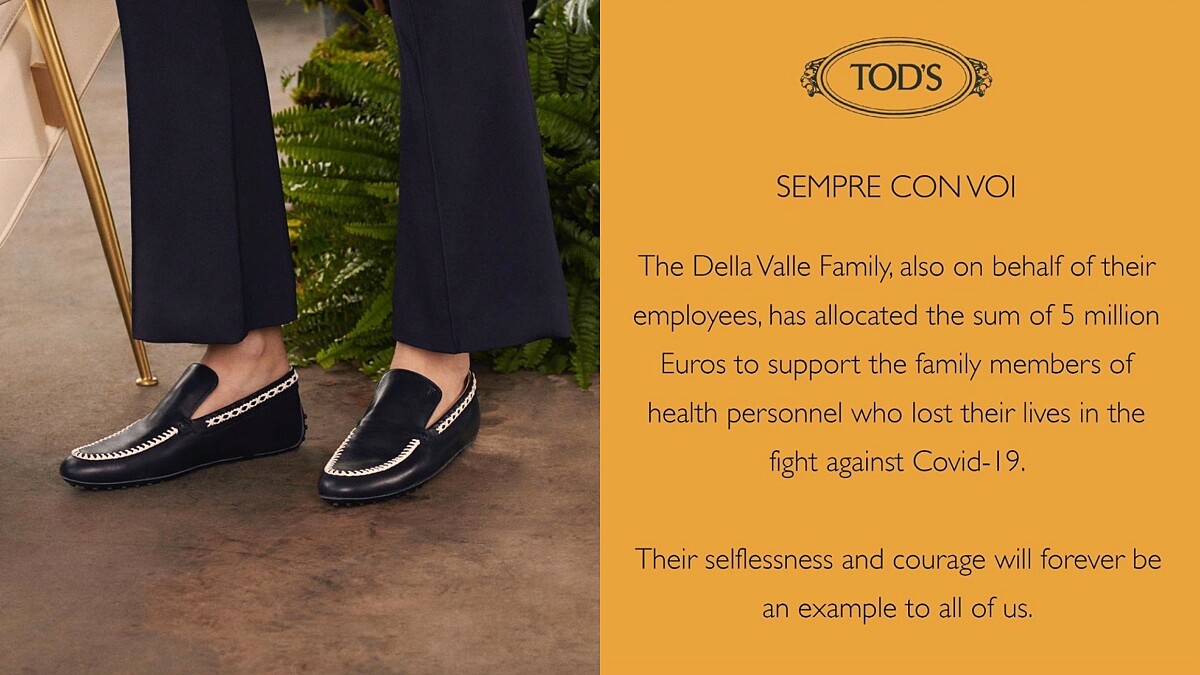 Tod's致敬義大利前線獻出生命的醫護勇士！捐款1.68億元，帳戶名稱有洋蔥