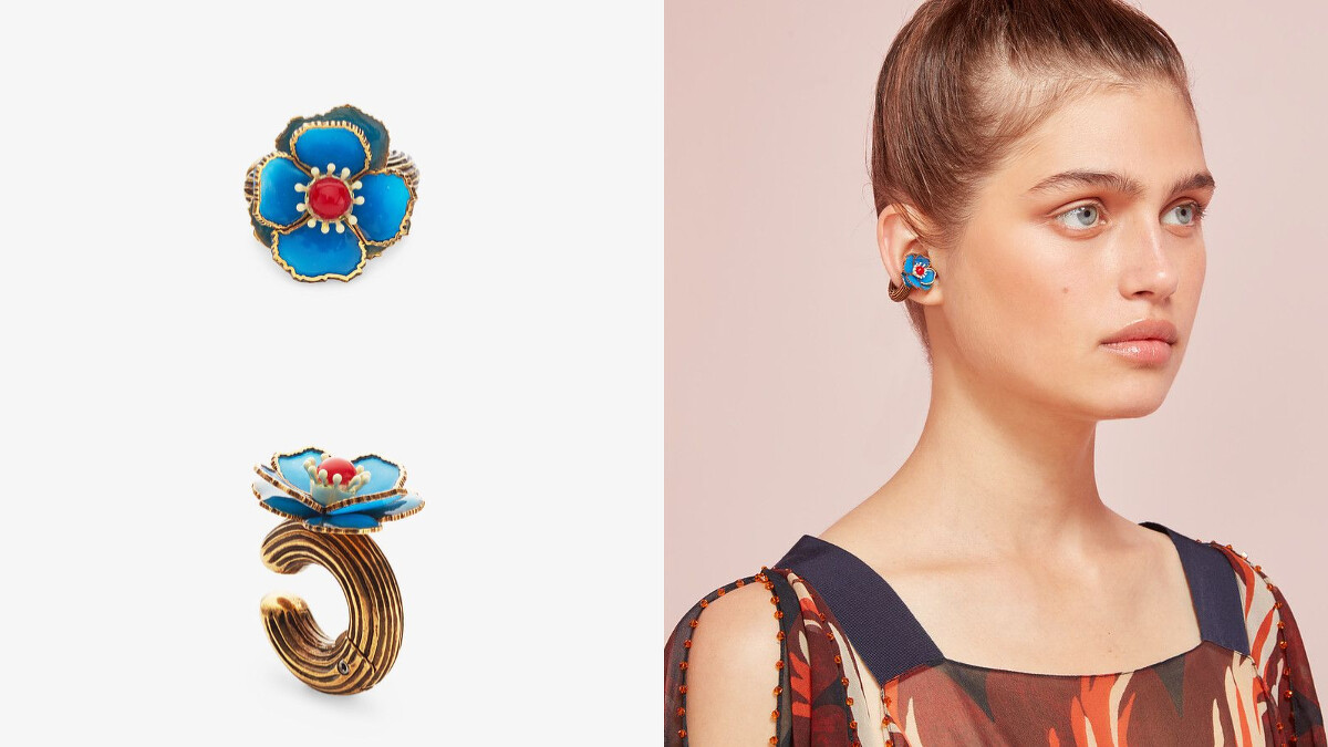 藍花琺瑯耳環，約為NT16,700